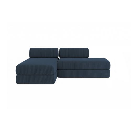 Canapé D'angle Convertible 5 Places - Velours Côtelé - Bleu