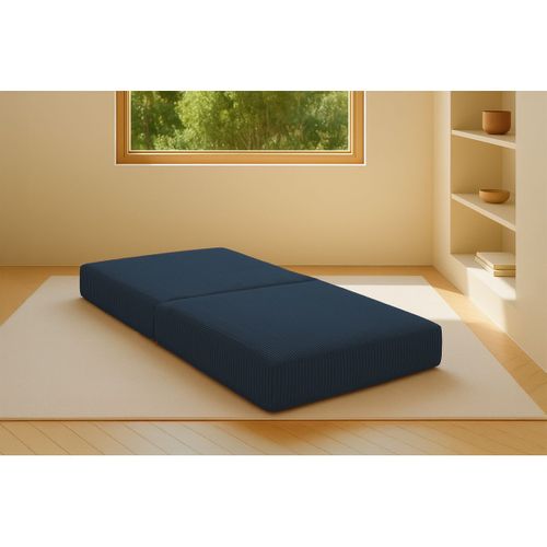 Pouf Modulable Et Convertible - Velours Côtelé - Bleu