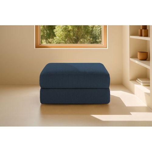 Pouf Modulable Et Convertible - Velours Côtelé - Bleu