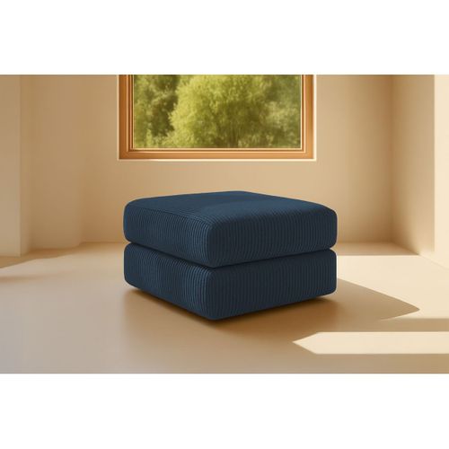Pouf Modulable Et Convertible - Velours Côtelé - Bleu