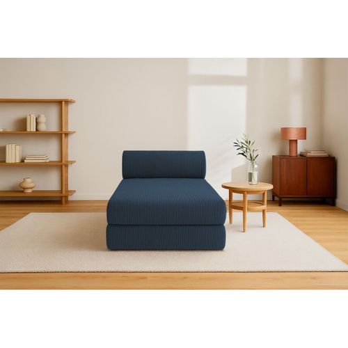 Méridienne Modulable Et Convertible - Velours Côtelé - Bleu