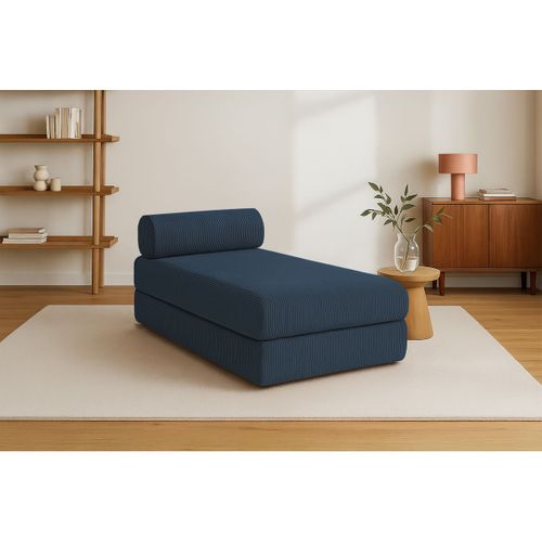 Méridienne Modulable Et Convertible - Velours Côtelé - Bleu