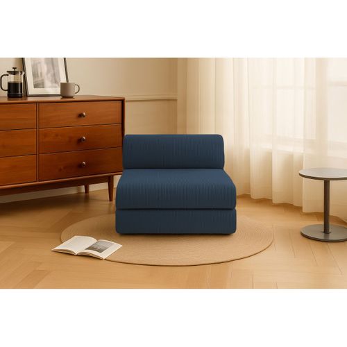 Fauteuil Modulable Et Convertible - Velours Côtelé - Bleu