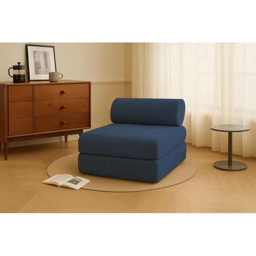 Fauteuil Modulable Et Convertible - Velours Côtelé - Bleu