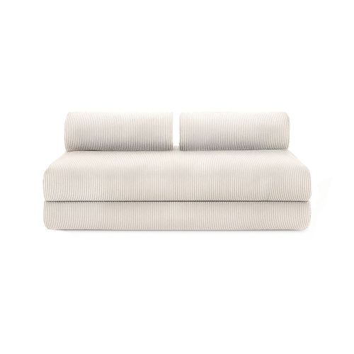 Canapé D'angle Convertible 4 Places - Velours Côtelé - Blanc