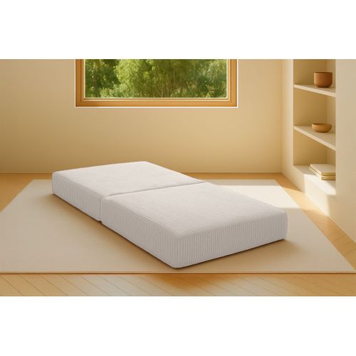 Pouf Modulable Et Convertible - Velours Côtelé - Blanc