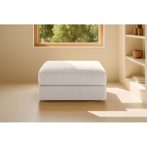 Pouf Modulable Et Convertible - Velours Côtelé - Blanc