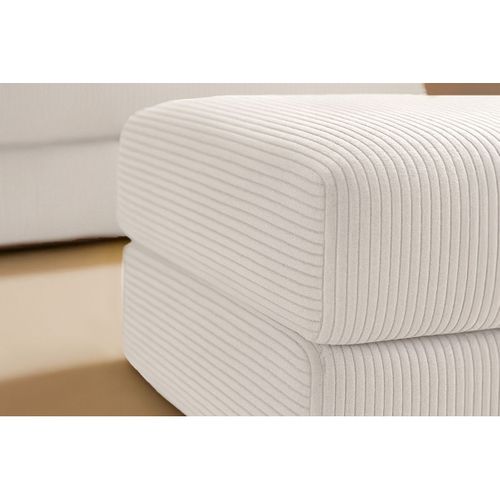 Pouf Modulable Et Convertible - Velours Côtelé - Blanc