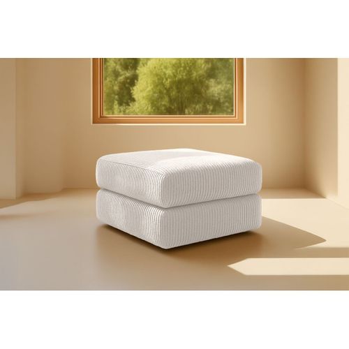 Pouf Modulable Et Convertible - Velours Côtelé - Blanc