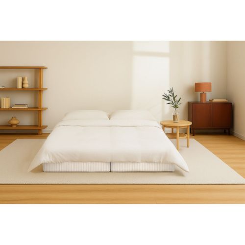 Méridienne Modulable Et Convertible - Velours Côtelé - Blanc