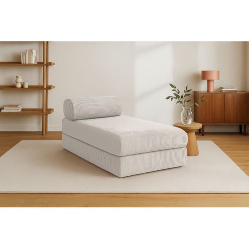 Méridienne Modulable Et Convertible - Velours Côtelé - Blanc