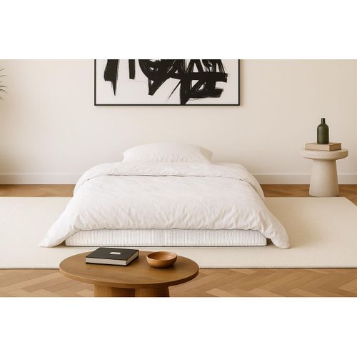 Canapé Droit Modulable Et Convertible 2 Places - Velours Côtelé - Blanc