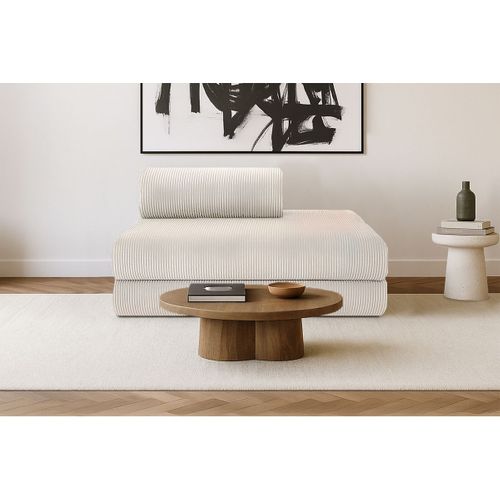 Canapé Droit Modulable Et Convertible 2 Places - Velours Côtelé - Blanc