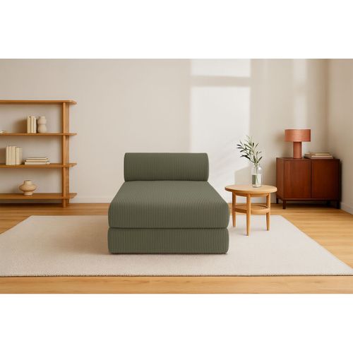 Méridienne Modulable Et Convertible - Velours Côtelé - Vert