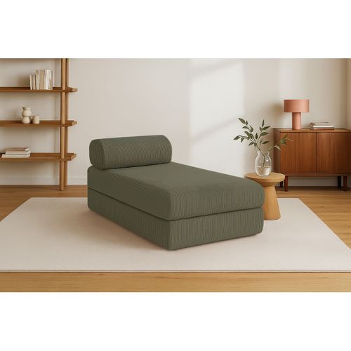 Méridienne Modulable Et Convertible - Velours Côtelé - Vert