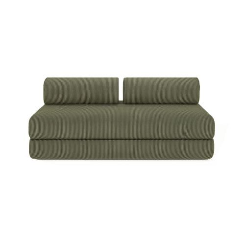 Canapé Droit Convertible 3,5 Places - Velours Côtelé - Vert