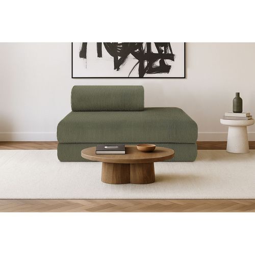 Canapé Droit Modulable Et Convertible 2 Places - Velours Côtelé - Vert