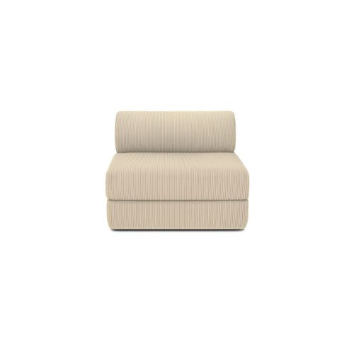 Canapé Droit Convertible 3 Places - Velours Côtelé - Beige