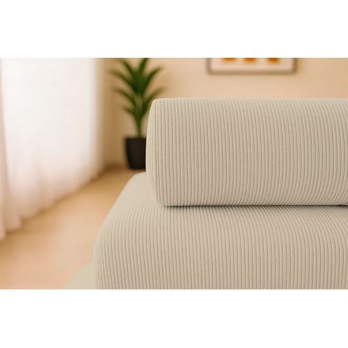 Canapé Droit Convertible 5 Places - Velours Côtelé - Beige