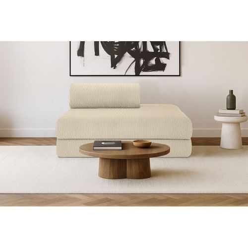 Canapé Droit Modulable Et Convertible 2 Places - Velours Côtelé - Beige