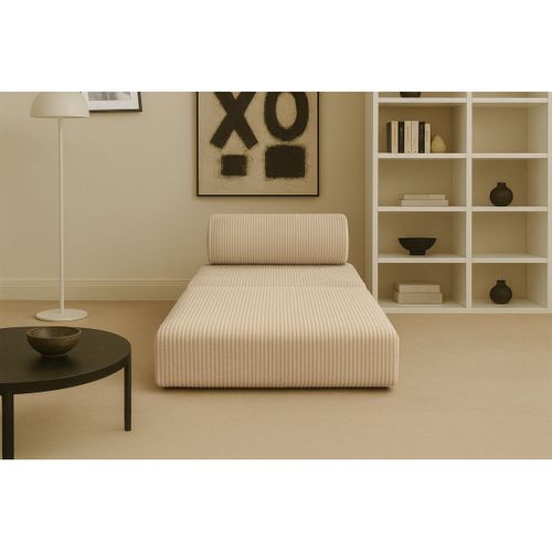 Fauteuil Modulable Et Convertible - Velours Côtelé - Beige