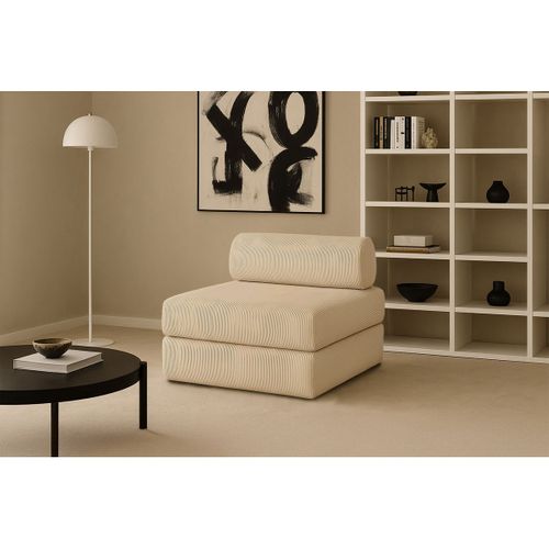 Fauteuil Modulable Et Convertible - Velours Côtelé - Beige