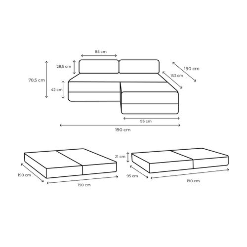 Canapé D'angle Convertible 4 Places - Velours Côtelé XL - Gris