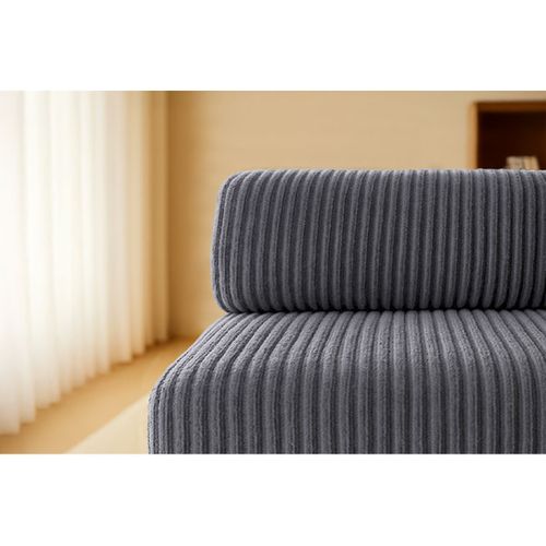 Canapé D'angle Convertible 6,5 Places - Velours Côtelé XL - Gris