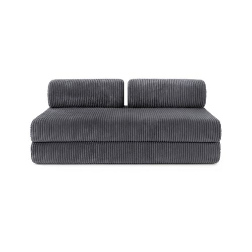 Canapé Droit Convertible 5 Places - Velours Côtelé XL - Gris