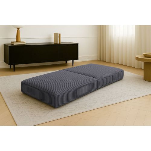 Pouf Modulable Et Convertible - Velours Côtelé XL - Gris