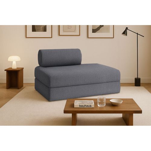 Canapé Droit Modulable Et Convertible 2 Places - Velours Côtelé XL - Gris