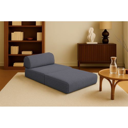 Fauteuil Modulable Et Convertible - Velours Côtelé XL - Gris