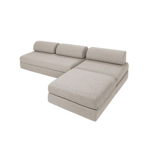 Canapé D'angle Convertible 6 Places - Tissu Imperméable - Gris