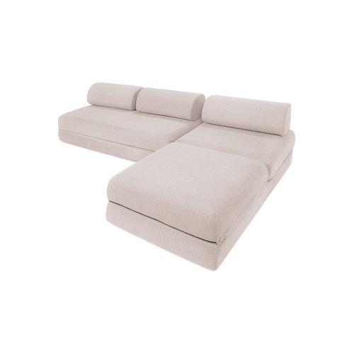 Canapé D'angle Convertible 6 Places - Tissu Imperméable - Gris