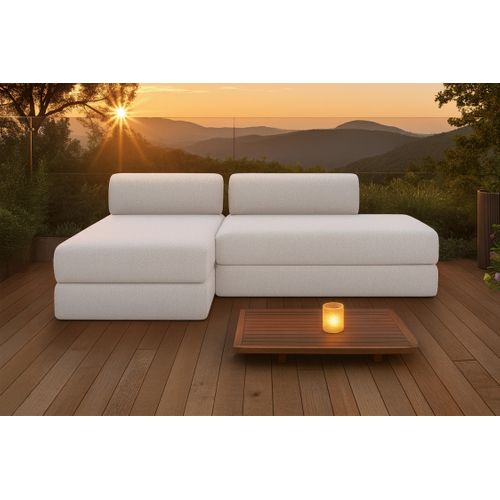 Canapé D'angle Convertible 5 Places - Tissu Imperméable - Gris