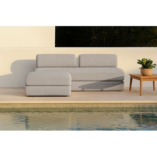 Canapé D'angle Convertible 4 Places - Tissu Imperméable - Beige Clair