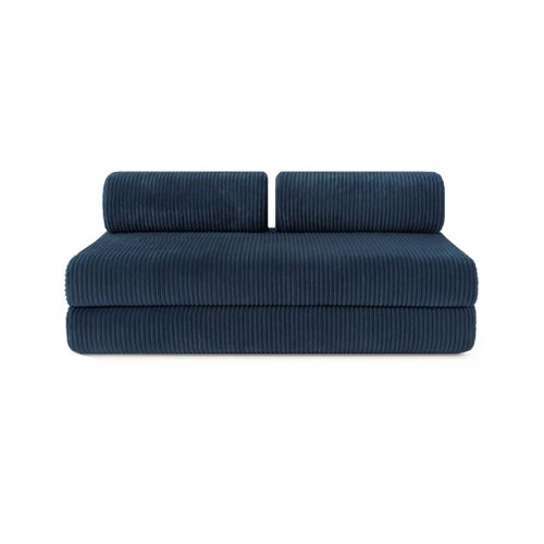 Canapé D'angle Convertible 6 Places - Velours Côtelé XL - Bleu