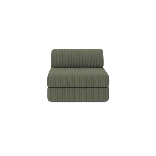 Canapé D'angle Convertible 6 Places - Velours Côtelé XL - Vert