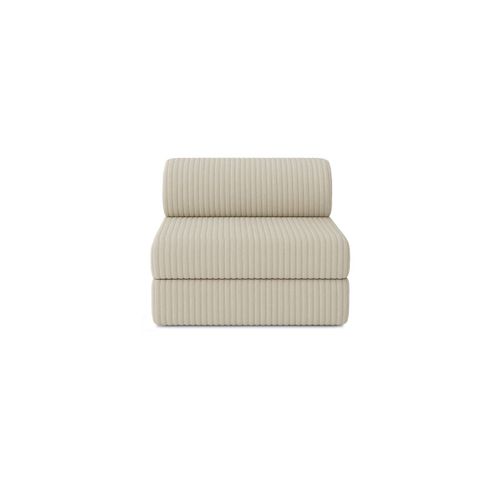 Canapé D'angle Convertible 6 Places - Velours Côtelé XL - Beige