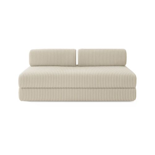 Canapé D'angle Convertible 6 Places - Velours Côtelé XL - Beige