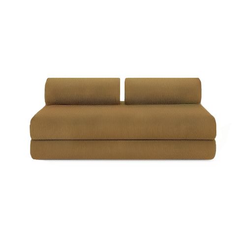 Canapé D'angle Convertible 6 Places - Velours Côtelé - Jaune