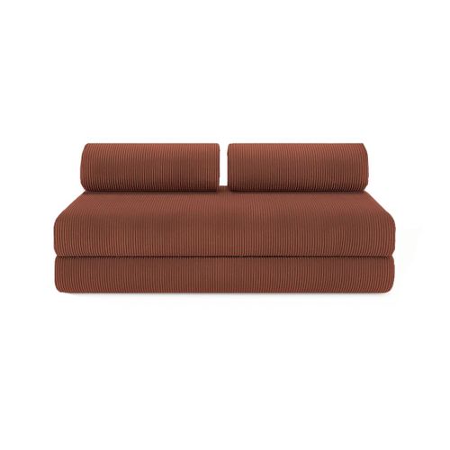 Canapé D'angle Convertible 6 Places - Velours Côtelé - Terracotta