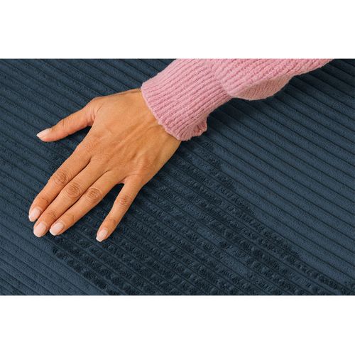 Canapé D'angle Convertible 6 Places - Velours Côtelé - Bleu