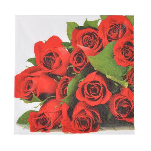 Lot De 20 Serviettes Papier Roses 25 Cm
