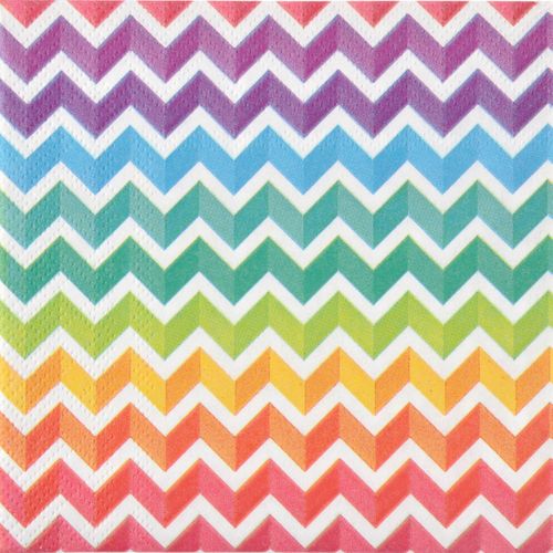 Lot De 20 Serviettes Papier Arc En Ciel 33 Cm