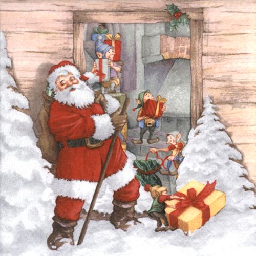 Lot De 20 Serviettes Papier Lutin De Noel