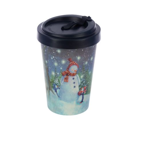 Mug De Voyage Ecologique En Bambou Bonhomme De Neige