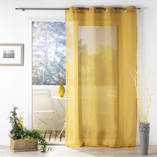 Rideau Voile Effet Lin 140x280 cm Zazy Jaune