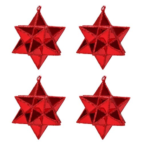 Set De 4 Etoiles De Noel Rouge