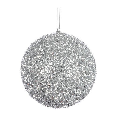 1 Boule Polyfoam Decore Paillette Argent